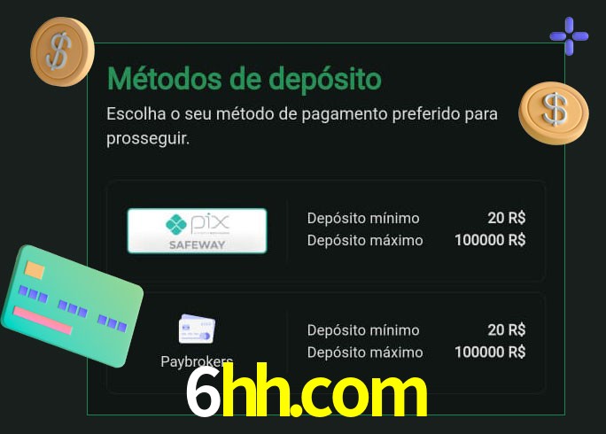 O cassino 6hh.com oferece uma grande variedade de métodos de pagamento